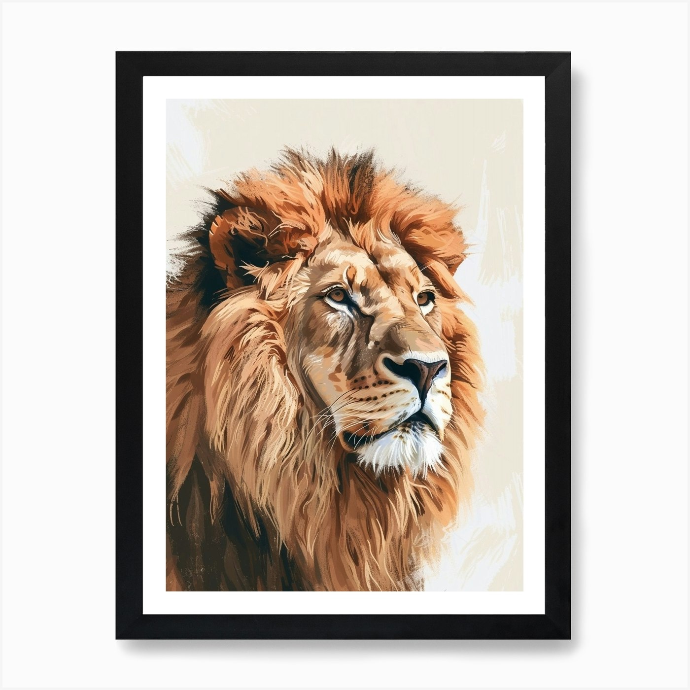 African Lion Portrait Close Up Clip Framed Wall Art Poster Canvas Print Picture