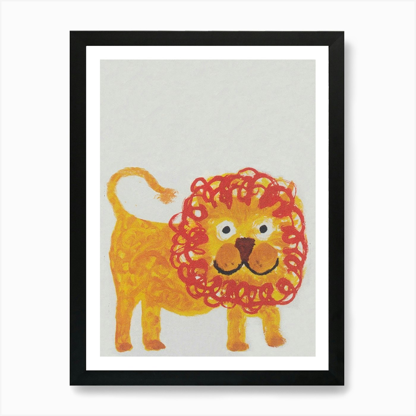 Lion, Colorful Vintage Art Art Prin Framed Wall Art Poster Canvas Print Picture