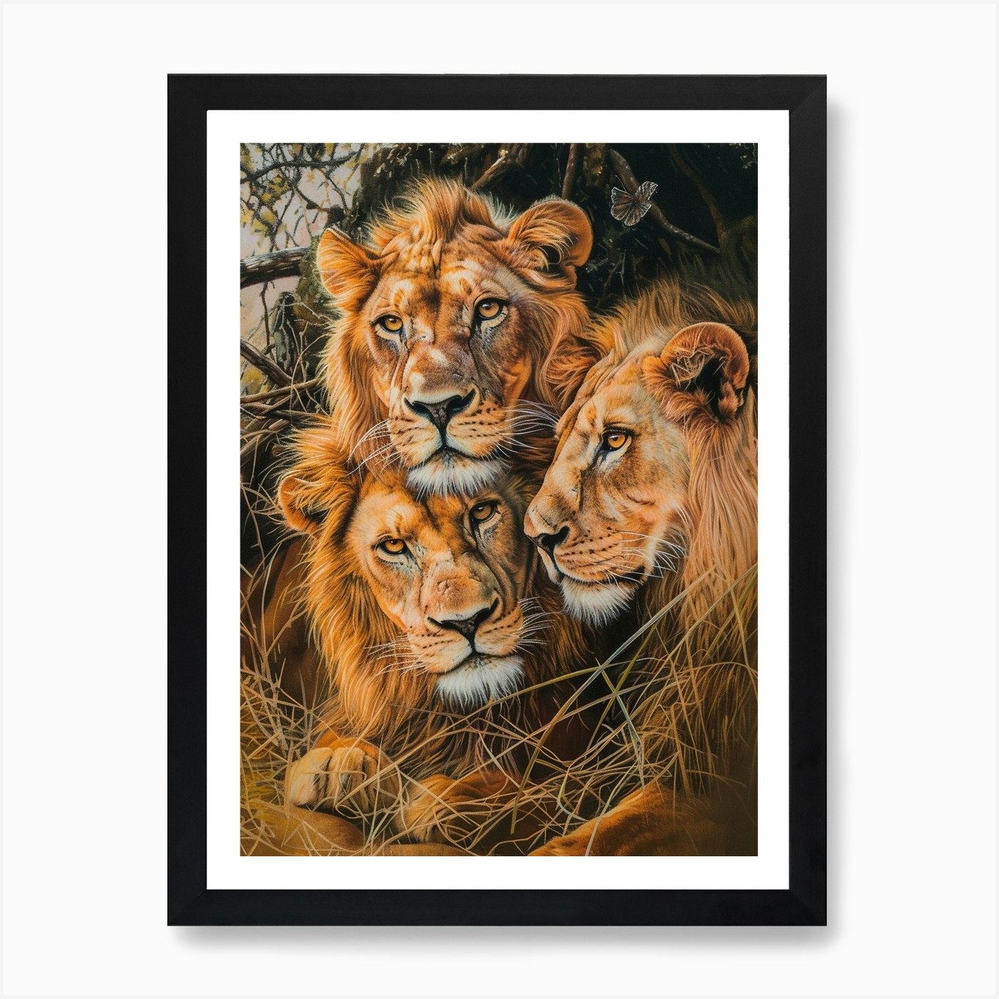Barbary Lion Acrylic Painting 5 Art Framed Wall Art Poster Canvas Print Picture