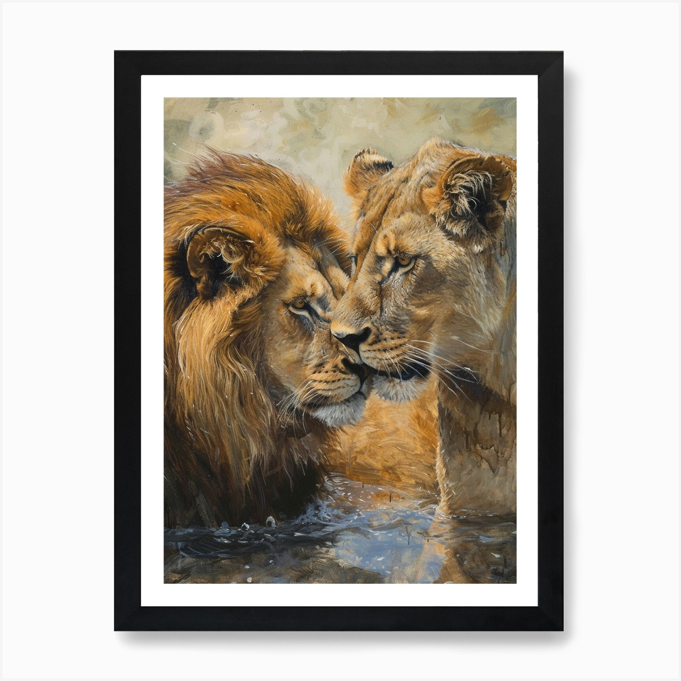 Barbary Lion Acrylic Painting 7 Art Framed Wall Art Poster Canvas Print Picture