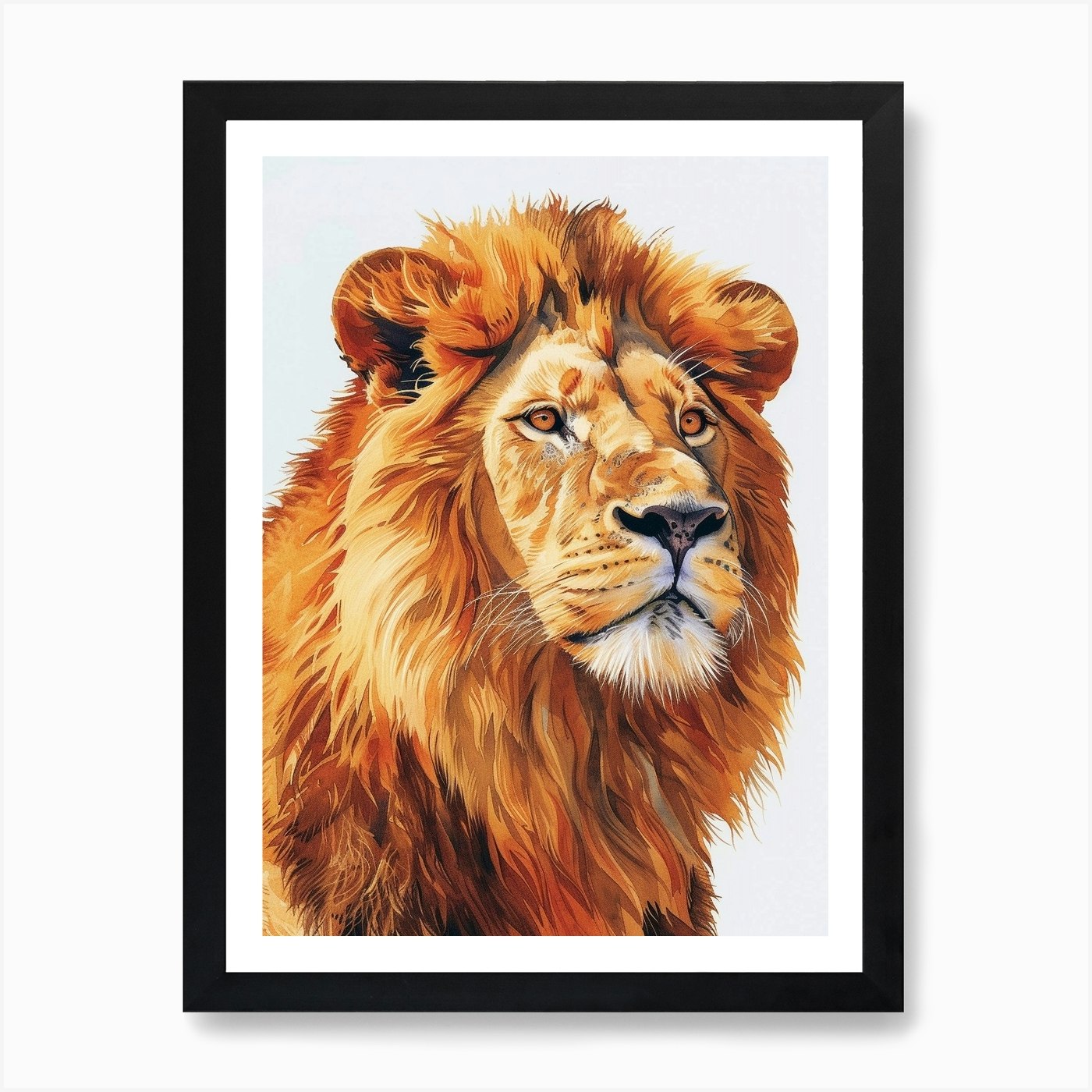 Barbary Lion Portrait Close Up Clip Framed Wall Art Poster Canvas Print Picture