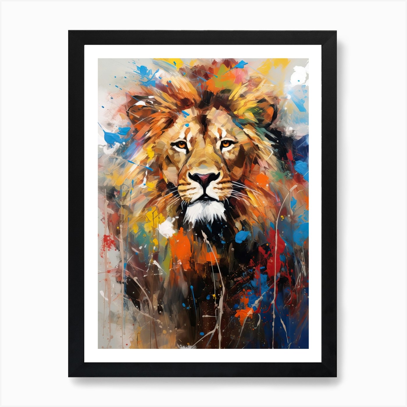 Lion Art Painting Abstract Art Expr Framed Wall Art Poster Canvas Print Picture