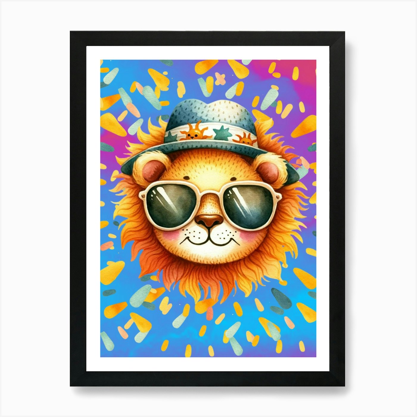 Lion Art, King of the Jungle, Lion Framed Wall Art Poster Canvas Print Picture