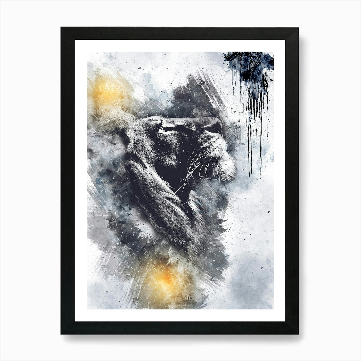 Poster Lion Africa Wild Animal Illu Framed Wall Art Poster Canvas Print Picture