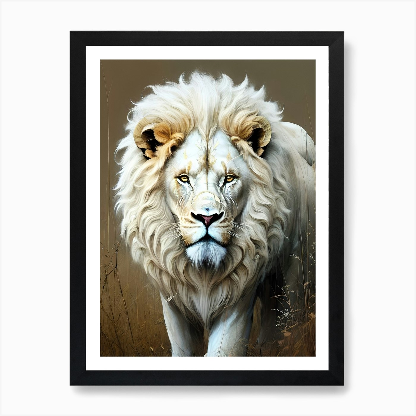 White Lion 5 Art Print Framed Wall Art Poster Canvas Print Picture