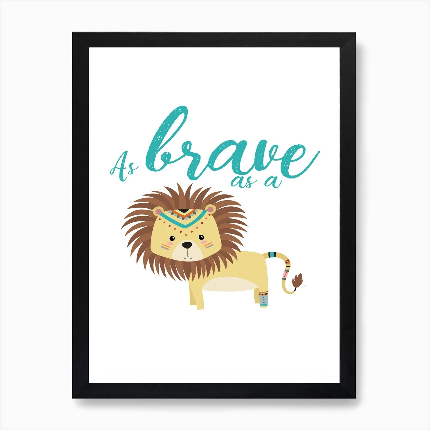 Brave Lion Art Print Framed Wall Art Poster Canvas Print Picture