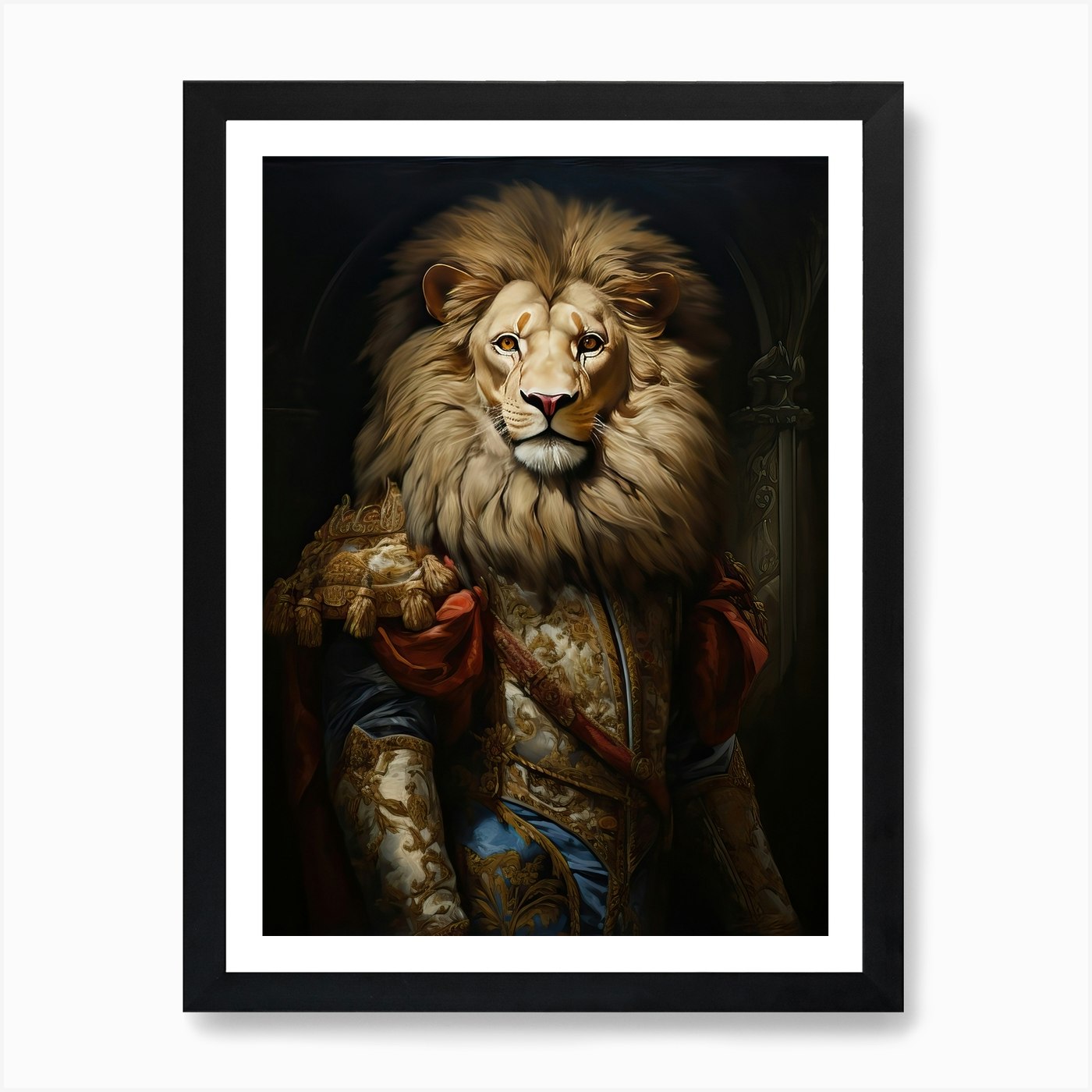 Lion Art Painting Baroque 3 Art Pri Framed Wall Art Poster Canvas Print Picture