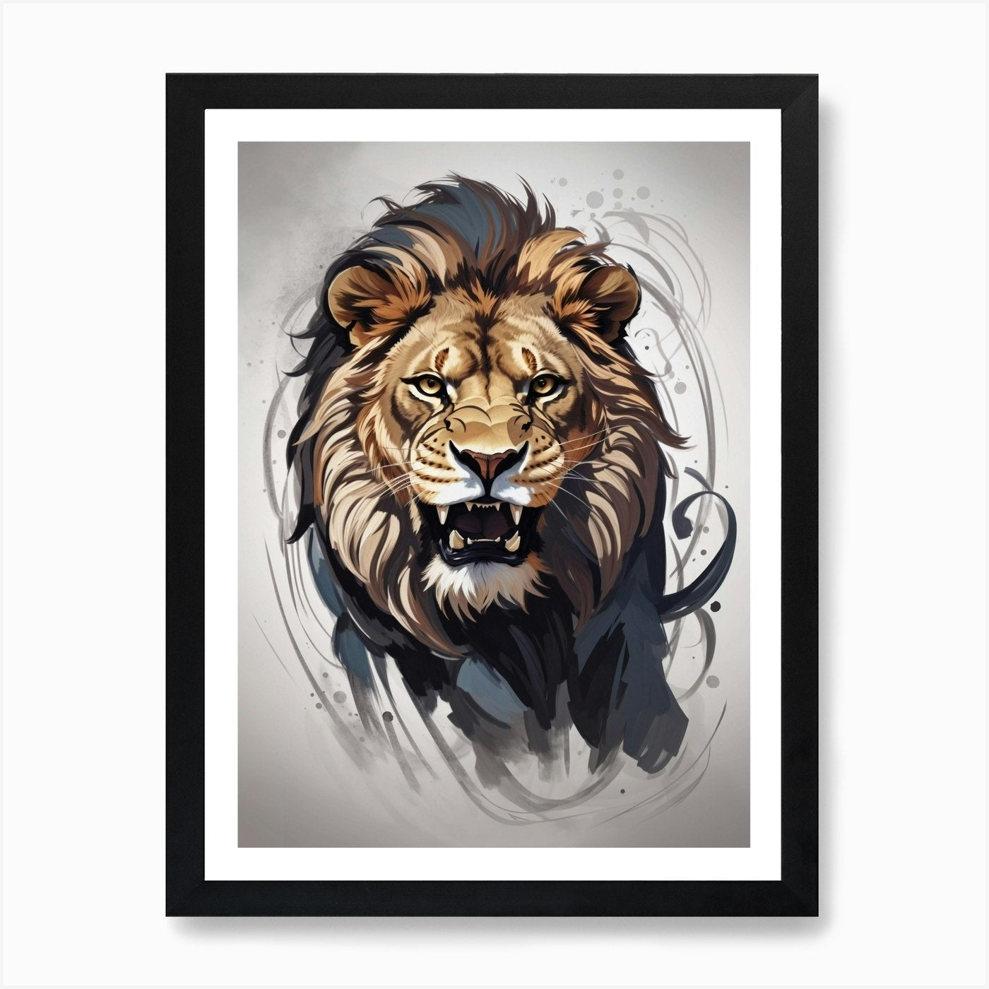 Lion Head Art Print Framed Wall Art Poster Canvas Print Picture