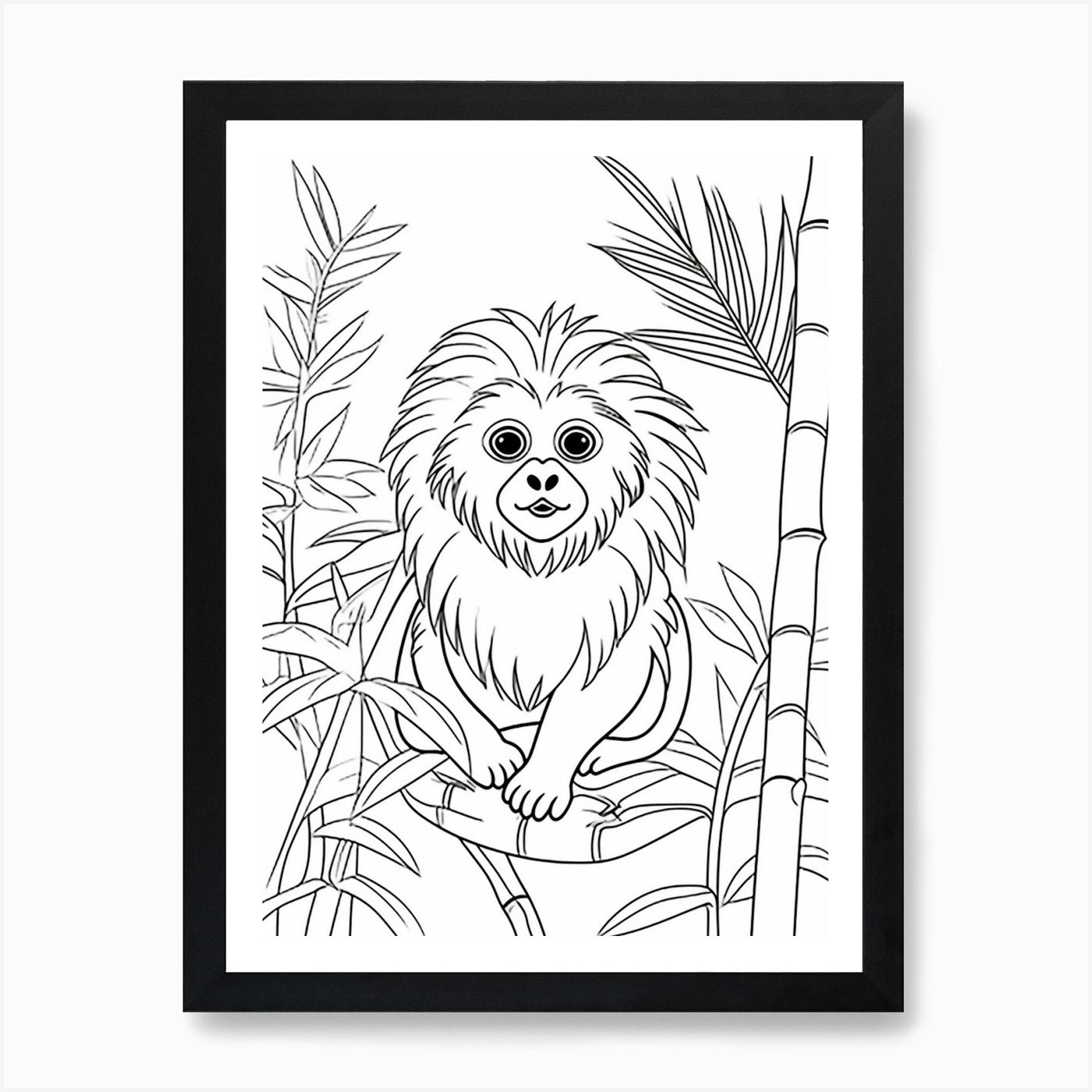 Line Art Jungle Animal Golden Lion Framed Wall Art Poster Canvas Print Picture