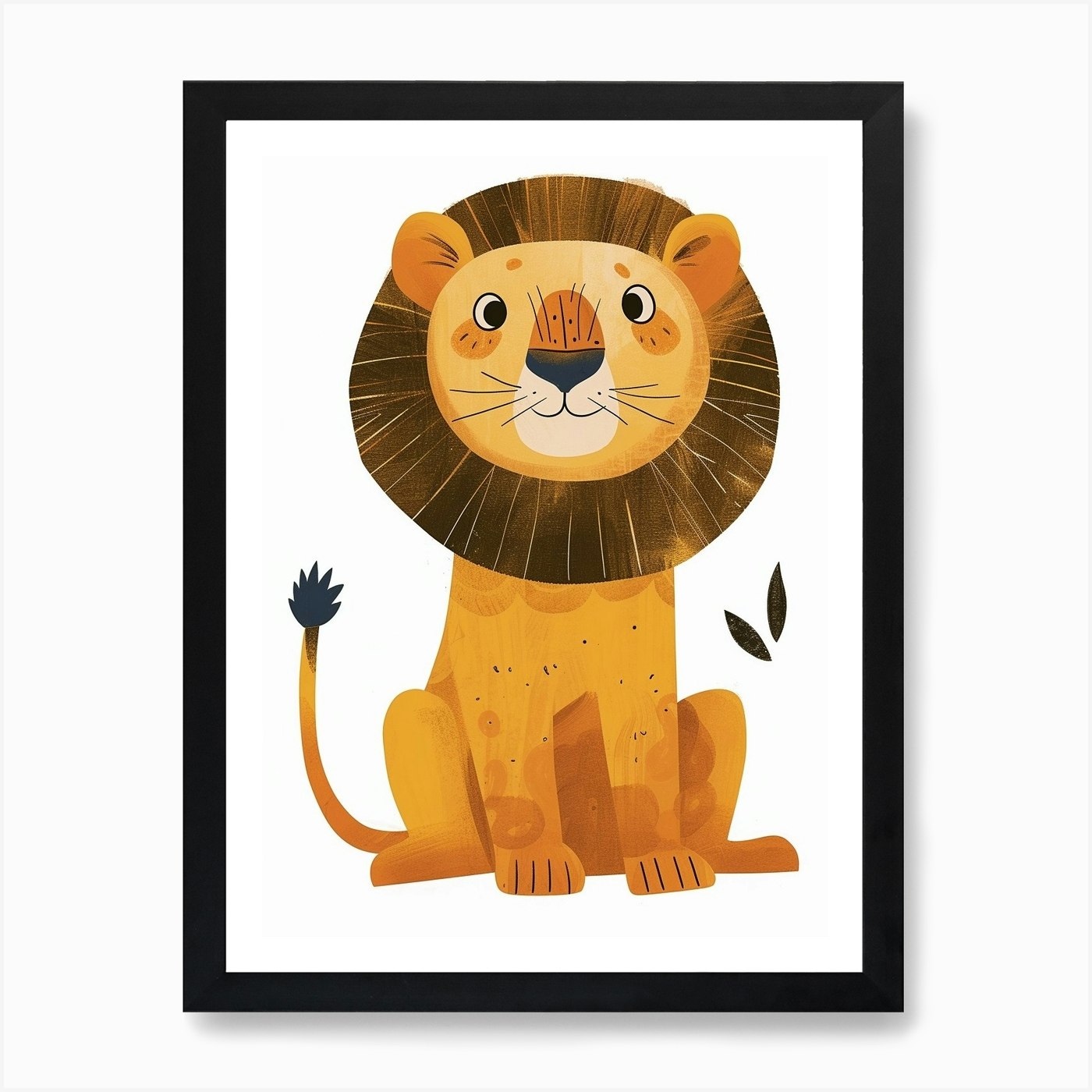 Barbary Lion Night Hunt Clipart 3 A Framed Wall Art Poster Canvas Print Picture