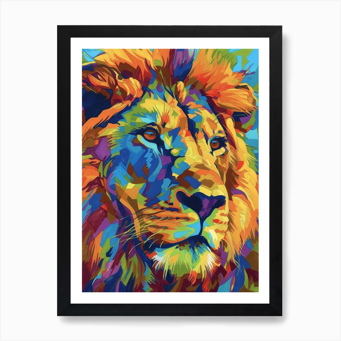 Transvaal Lion Portrait Close Up Fa Framed Wall Art Poster Canvas Print Picture