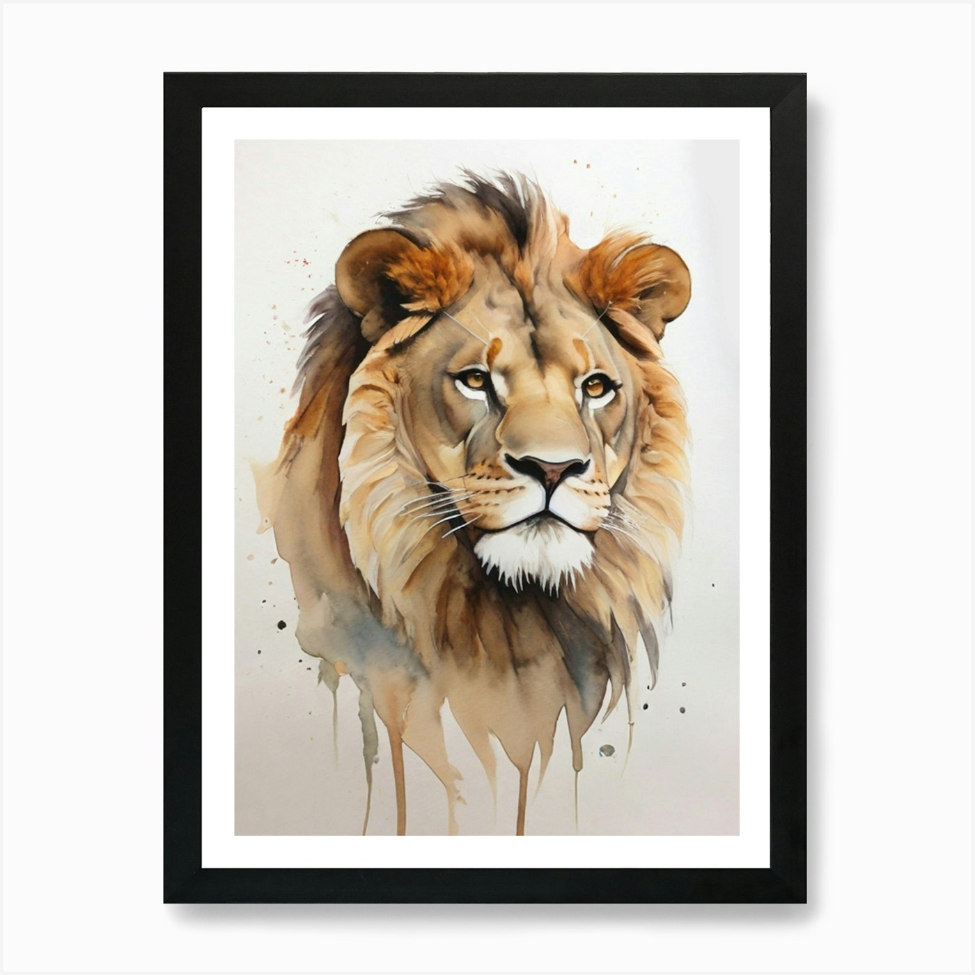 Lion Watercolor Painting 5 Art Prin Framed Wall Art Poster Canvas Print Picture