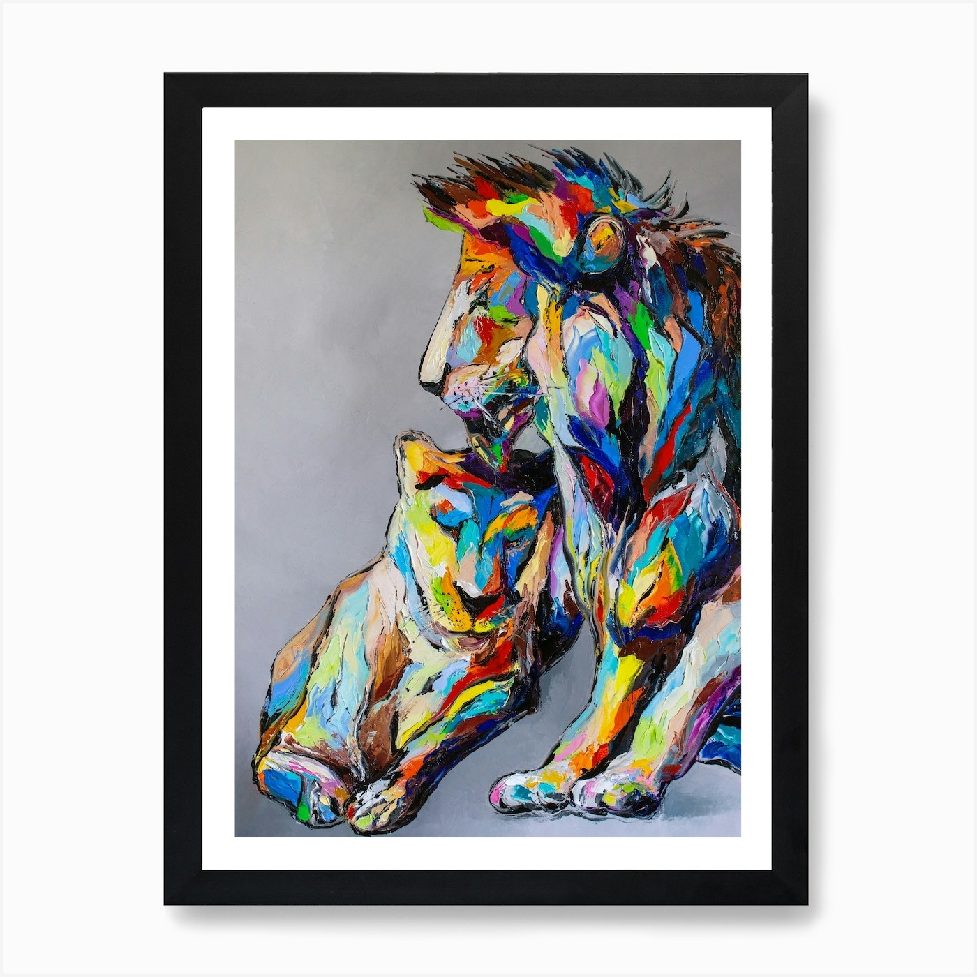 Lion's Love Art Print Framed Wall Art Poster Canvas Print Picture