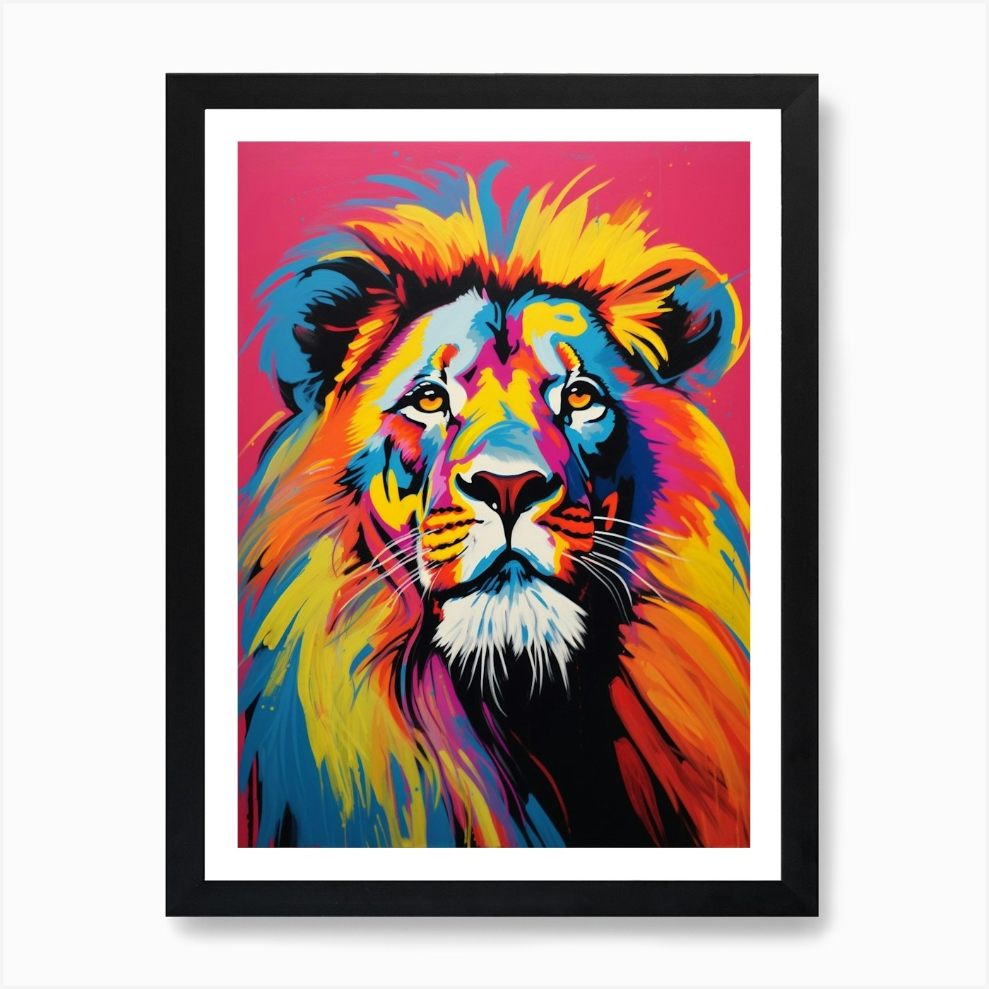Lion Portrait Pop Art 3 Art Print Framed Wall Art Poster Canvas Print Picture