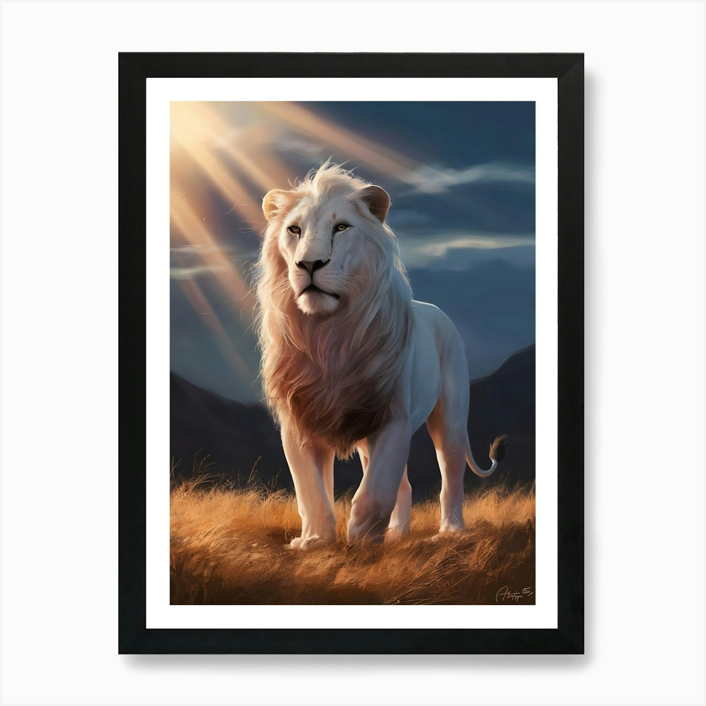 White Lion 2 Art Print Framed Wall Art Poster Canvas Print Picture