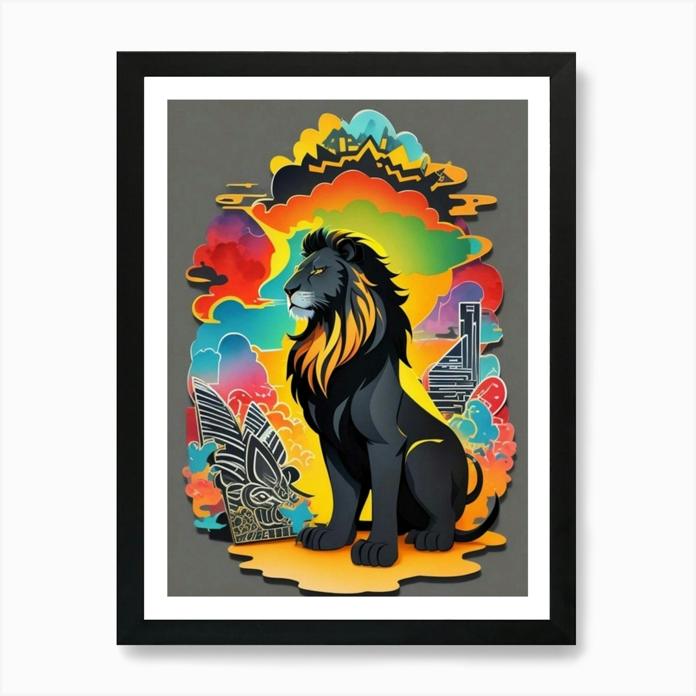 Lion In The Sky Art Print Framed Wall Art Poster Canvas Print Picture