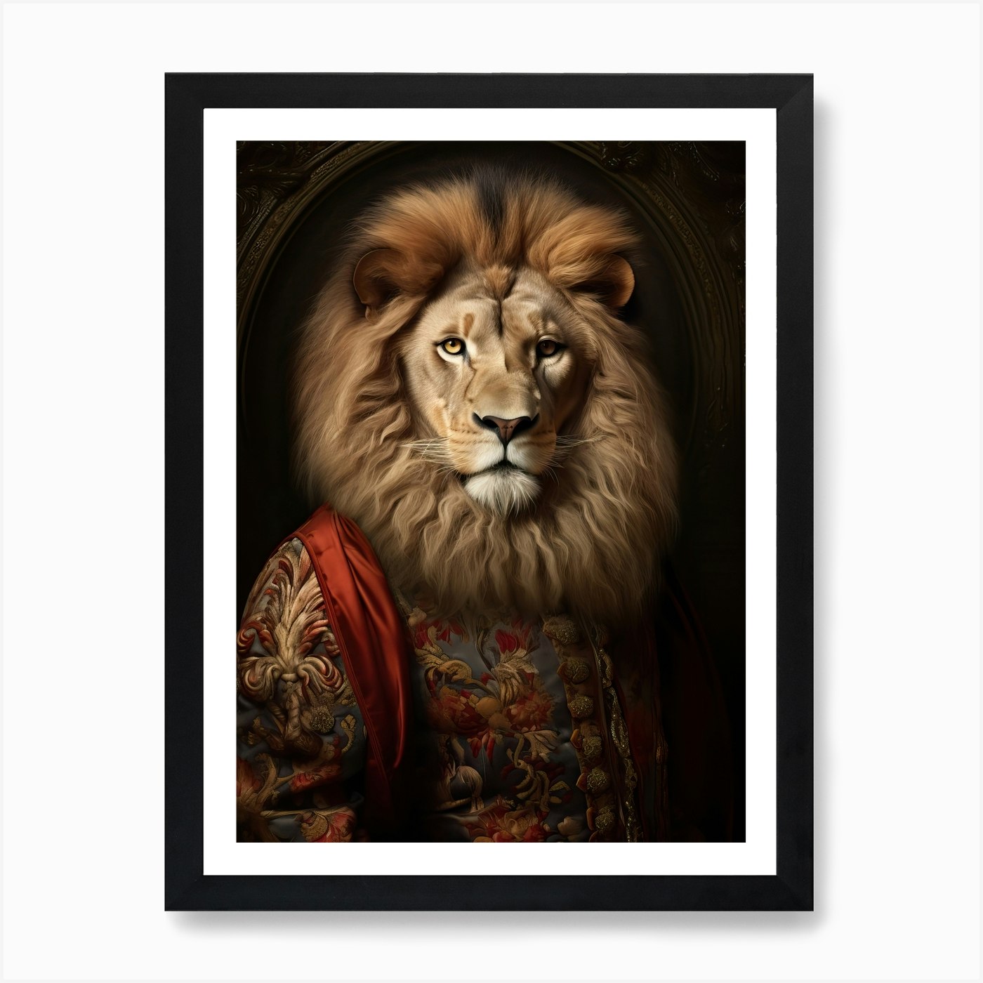 Lion Art Painting Baroque 1 Art Pri Framed Wall Art Poster Canvas Print Picture