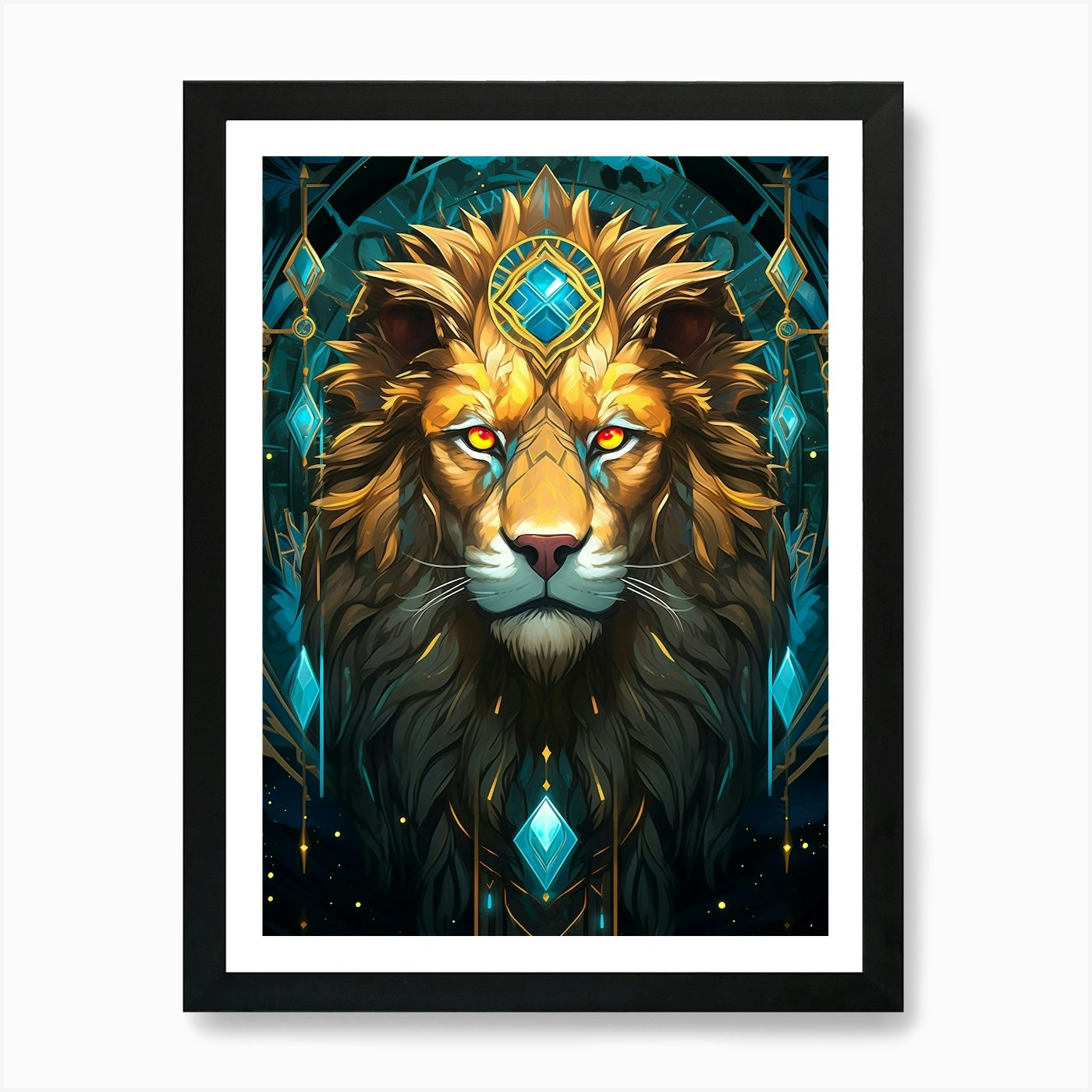 Lion Head 3 Art Print Framed Wall Art Poster Canvas Print Picture