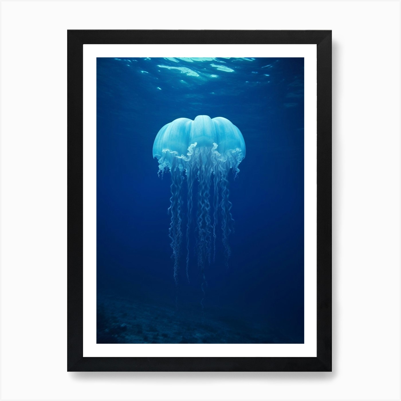 Lions Mane Jellyfish Ocean Realisti Framed Wall Art Poster Canvas Print Picture