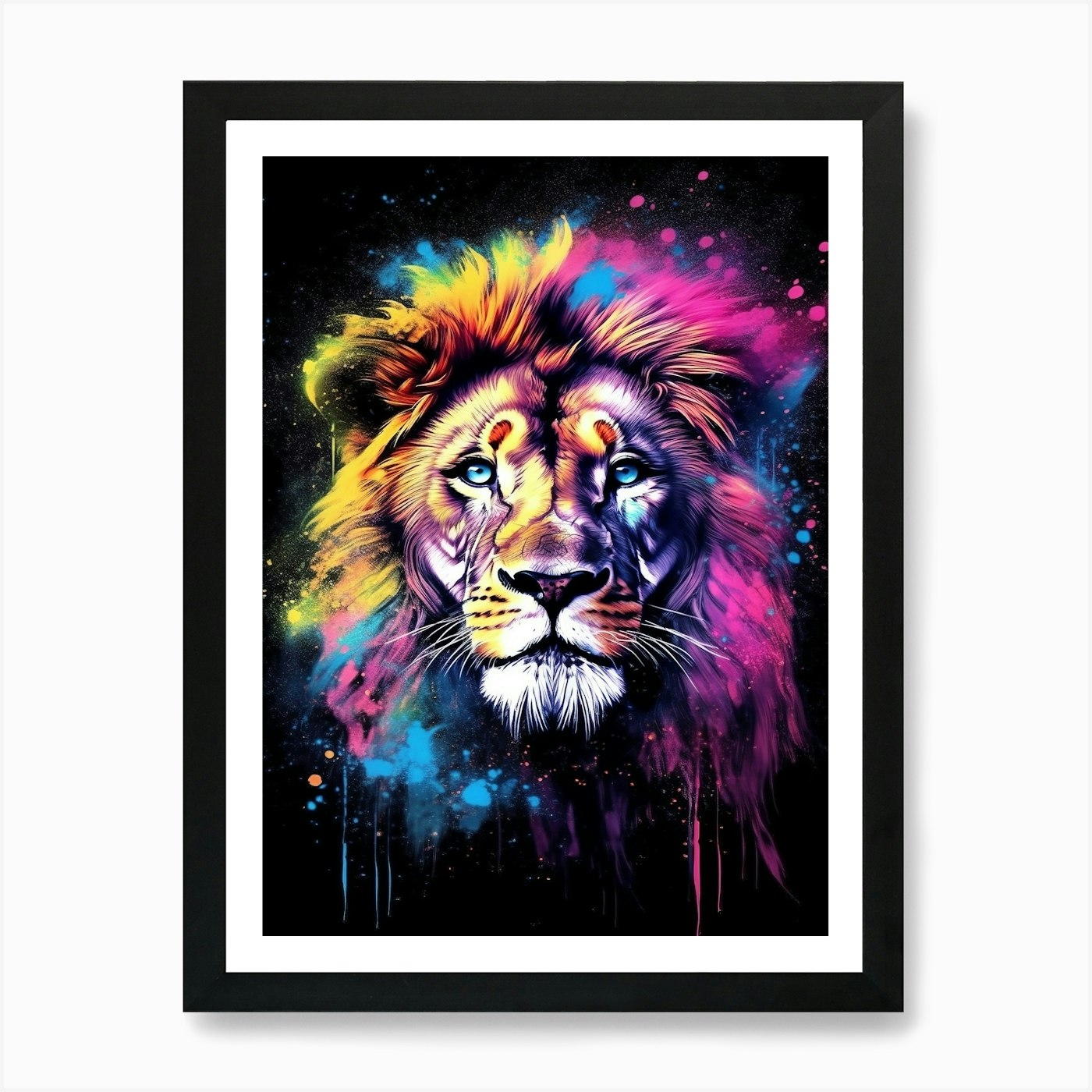 Colorful Lion 1 Art Print Framed Wall Art Poster Canvas Print Picture