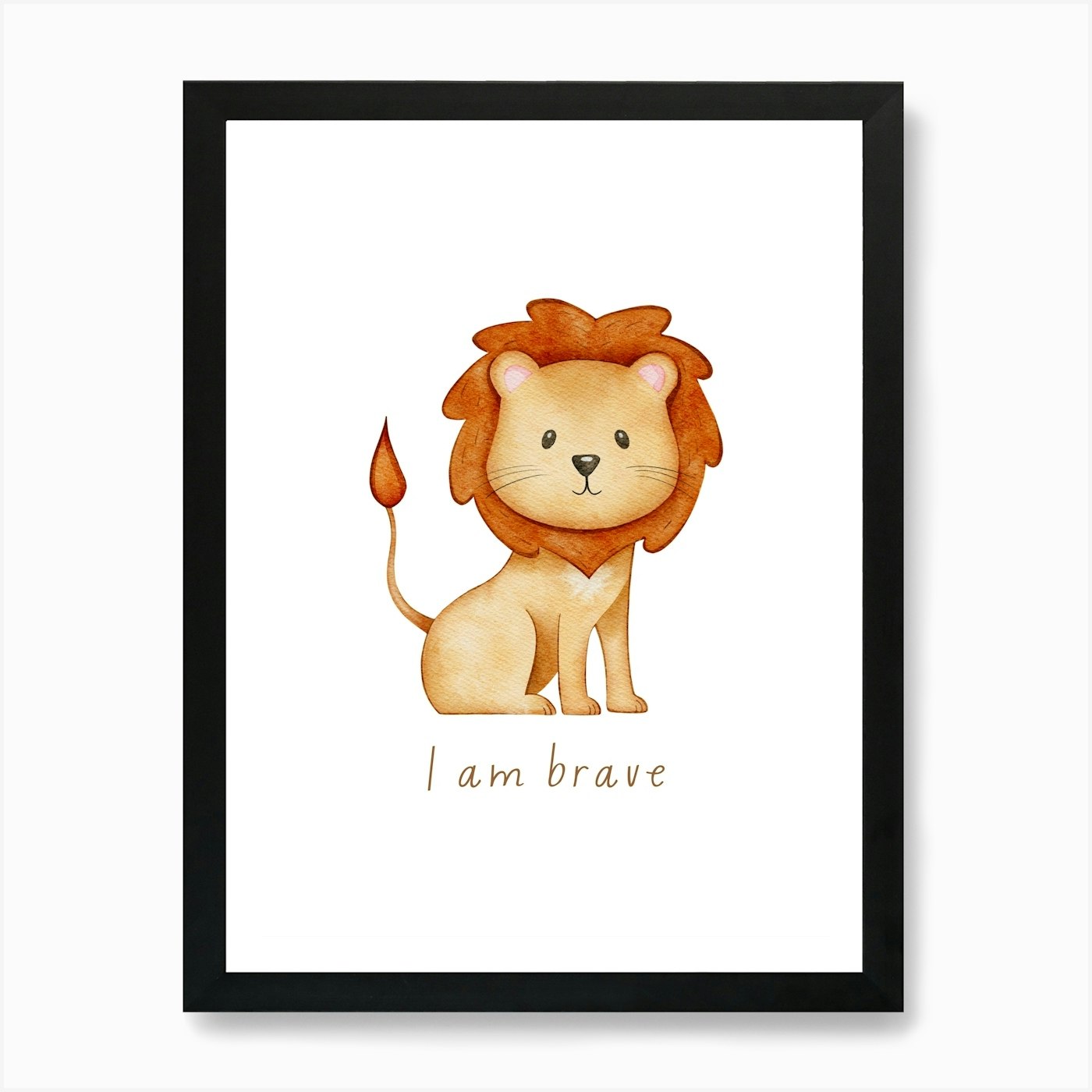 Lion I Am Brave Kids and Nursery Ar Framed Wall Art Poster Canvas Print Picture