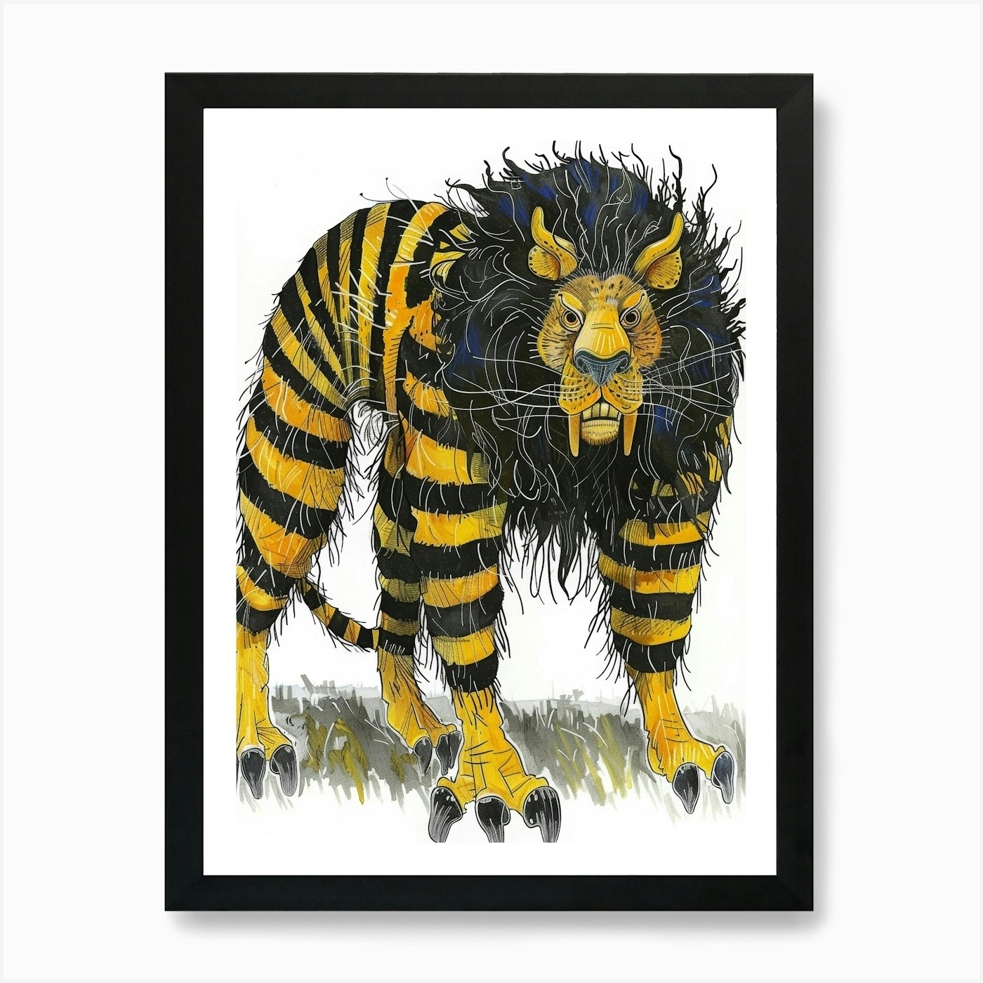 Lion Illustration 3 Art Print Framed Wall Art Poster Canvas Print Picture