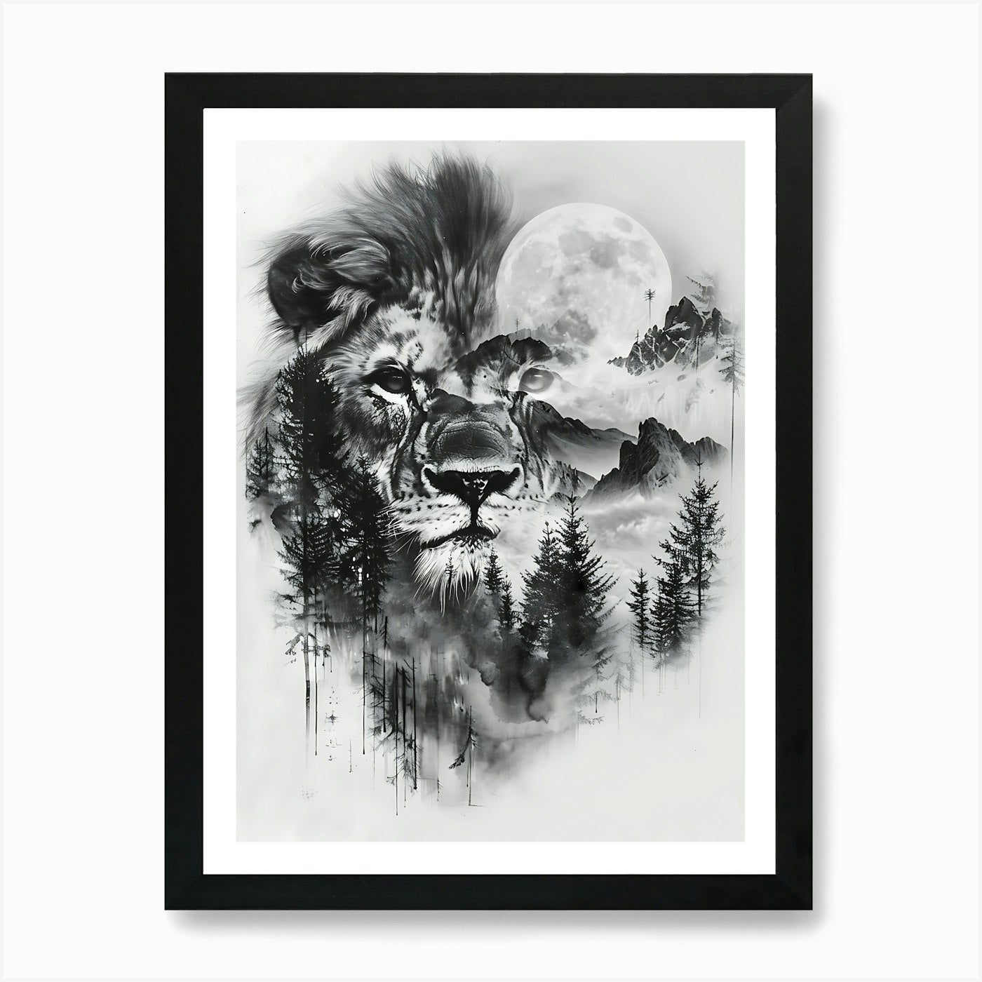 Lion In The Forest 10 Art Print Framed Wall Art Poster Canvas Print Picture