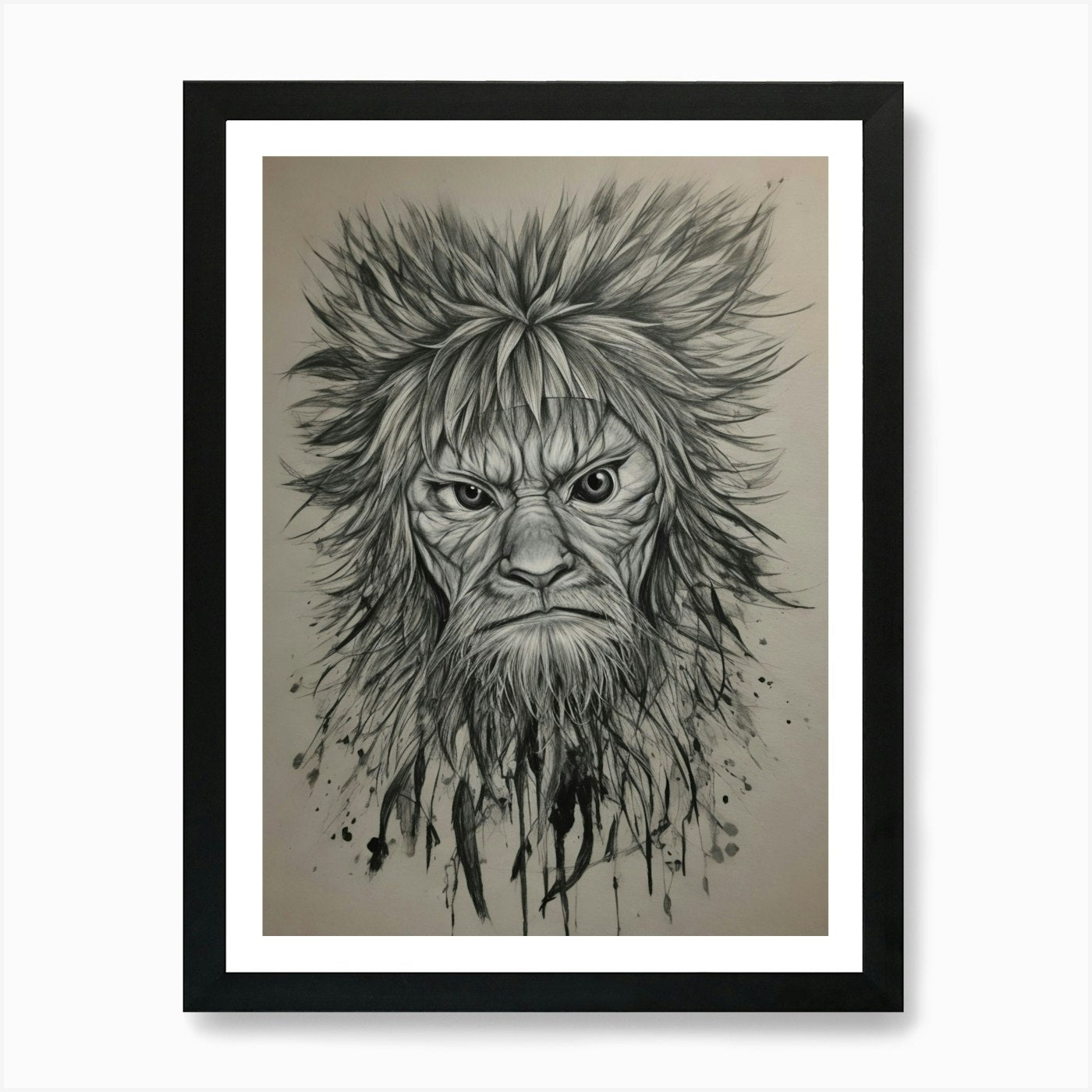 Lion Head 2 Art Print Framed Wall Art Poster Canvas Print Picture