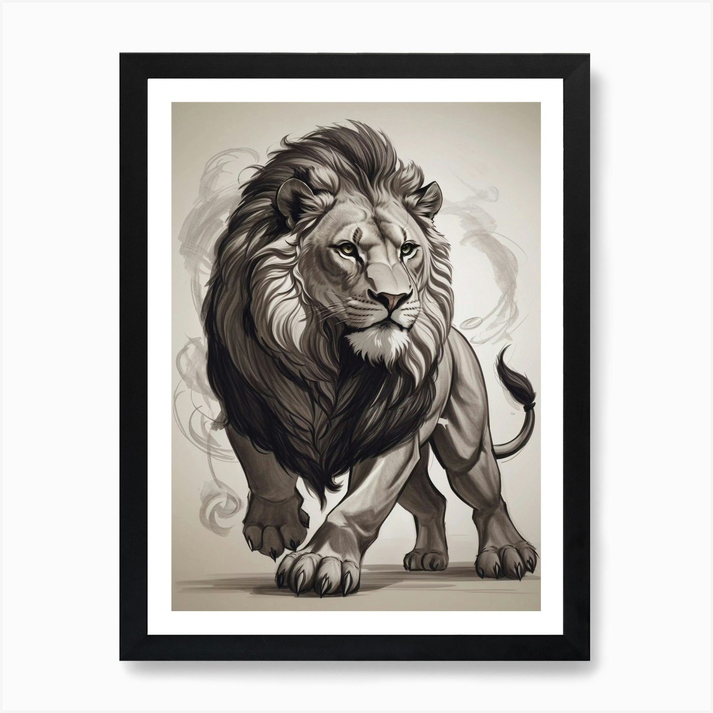 Lion Drawing Art Print Framed Wall Art Poster Canvas Print Picture