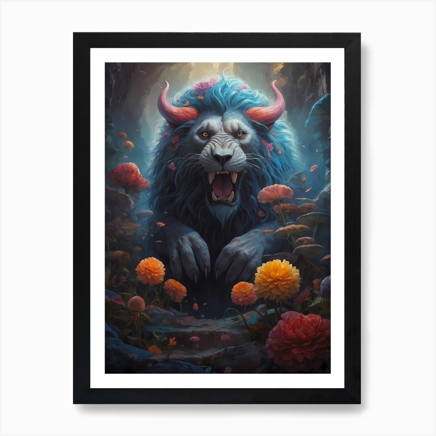 Lion Of The Forest Art Print Framed Wall Art Poster Canvas Print Picture