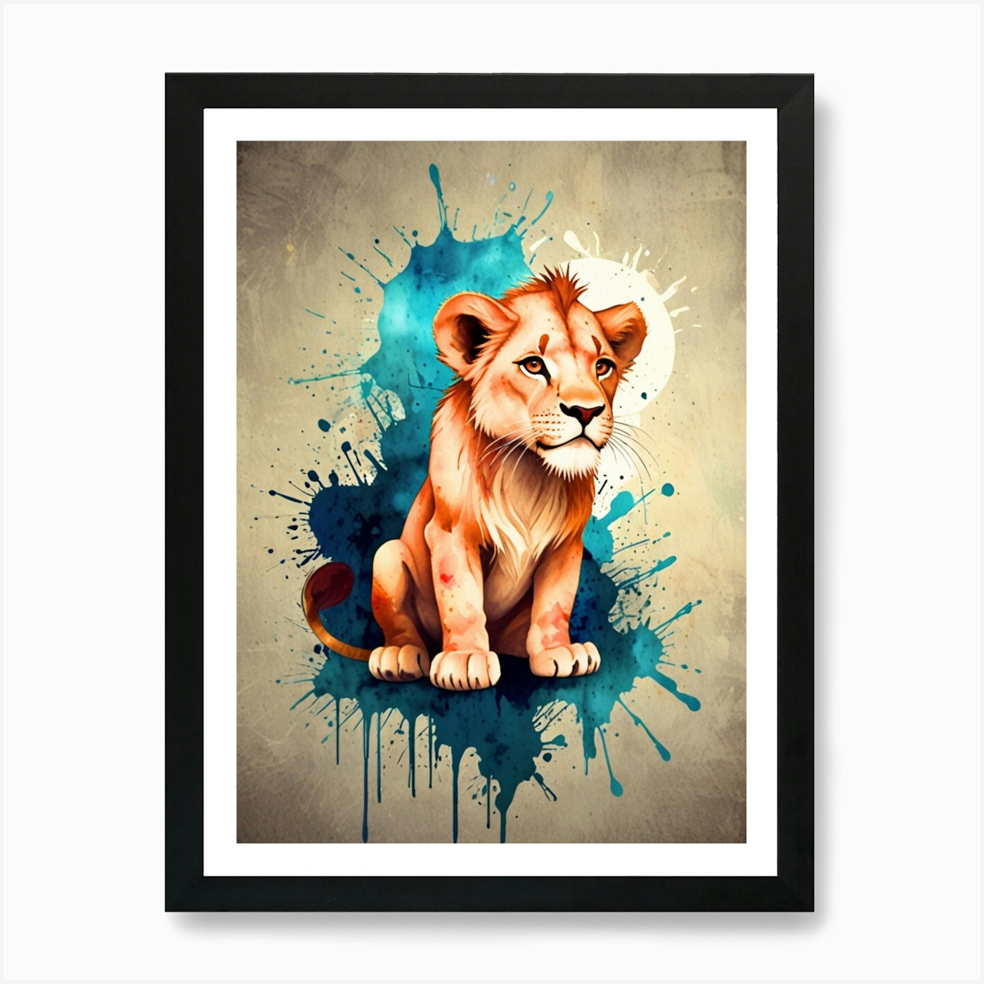 Lion Cub Art Print Framed Wall Art Poster Canvas Print Picture