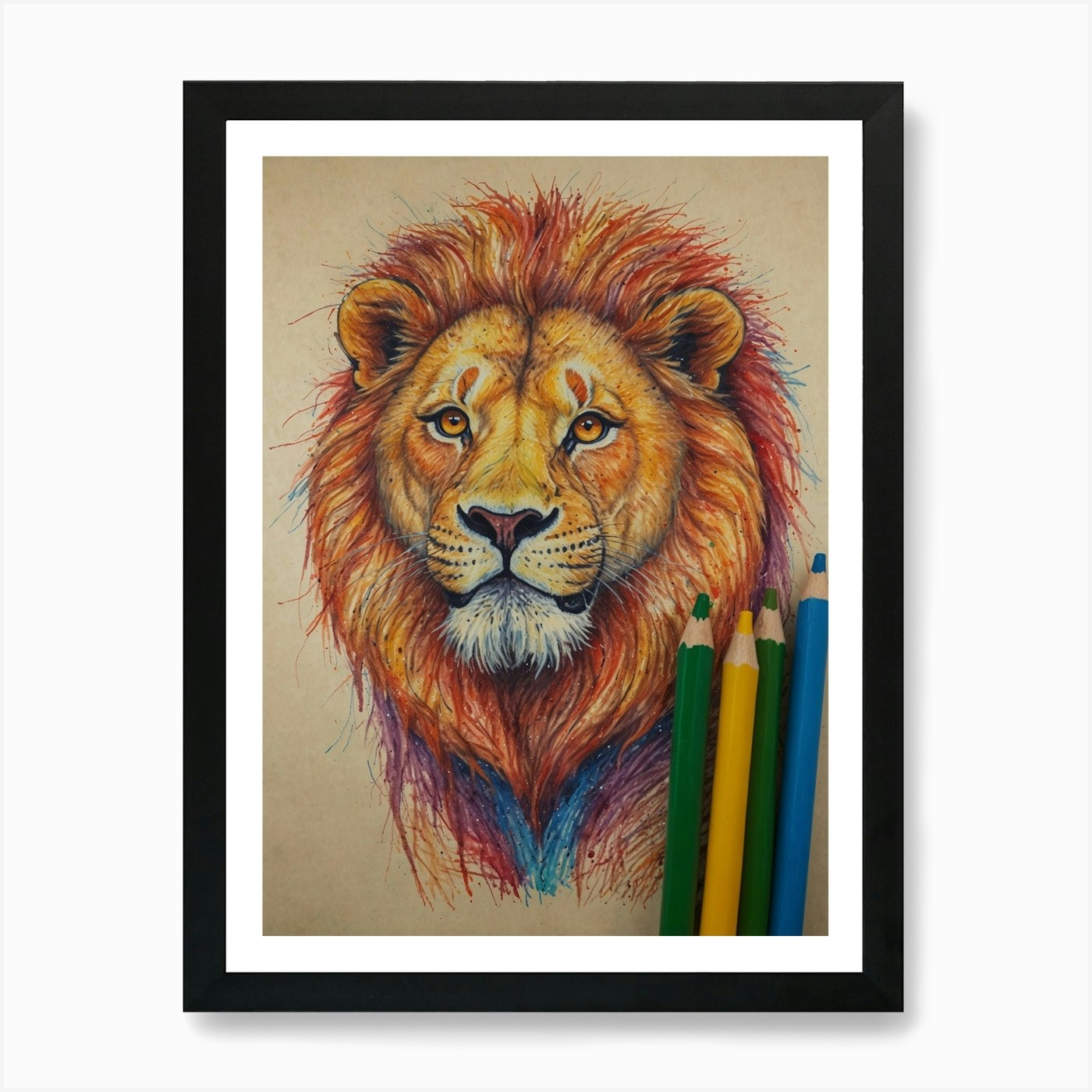 Lion Drawing 4 Art Print Framed Wall Art Poster Canvas Print Picture