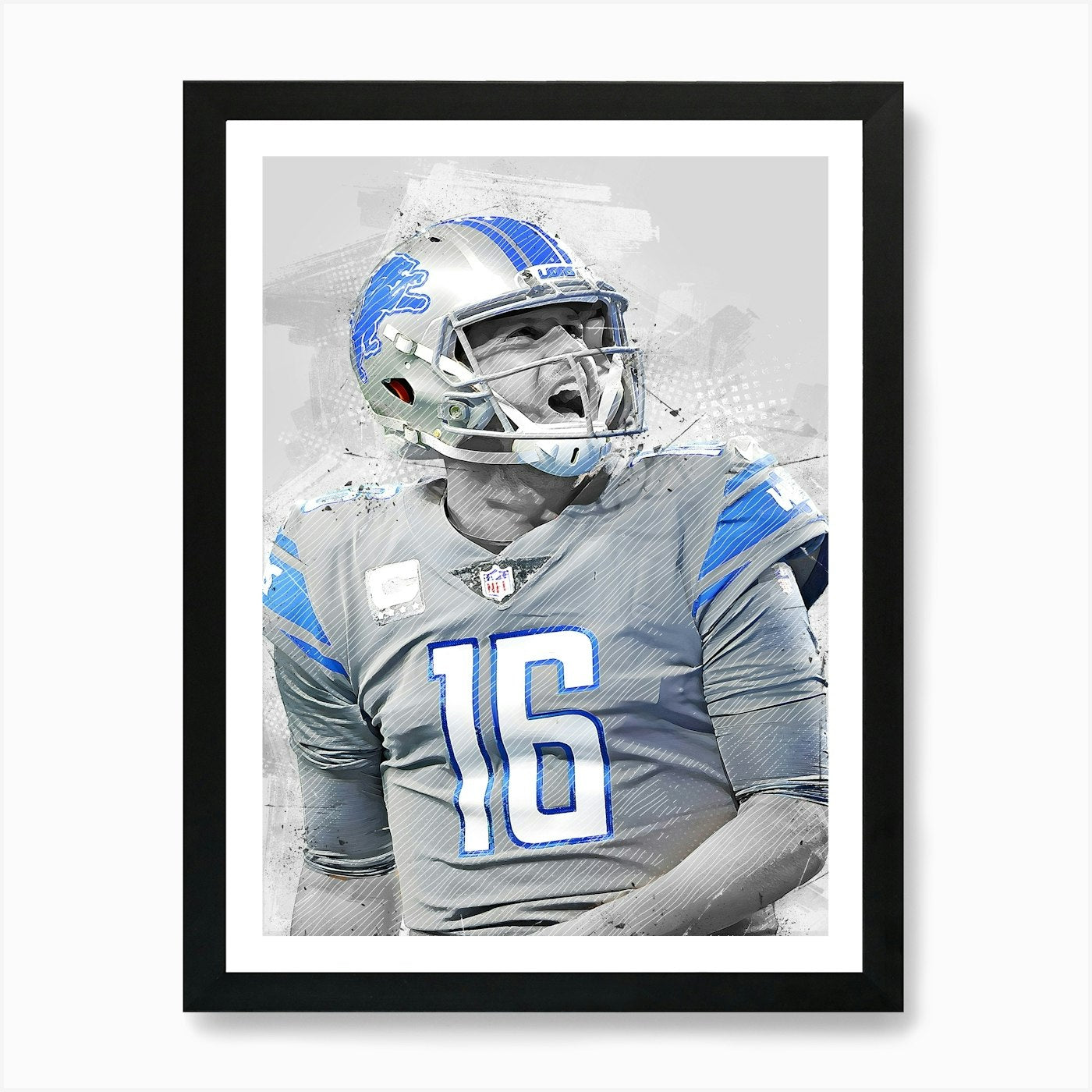 Jared Goff Detroit Lions Art Print Framed Wall Art Poster Canvas Print Picture