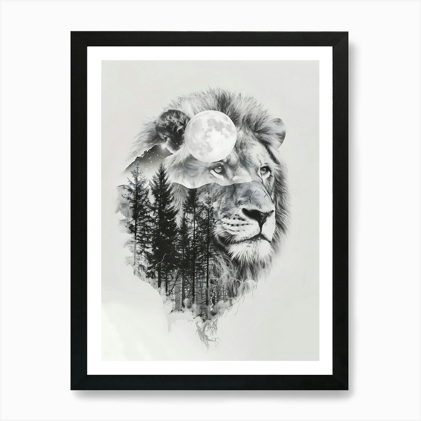 Lion In The Forest 18 Art Print Framed Wall Art Poster Canvas Print Picture