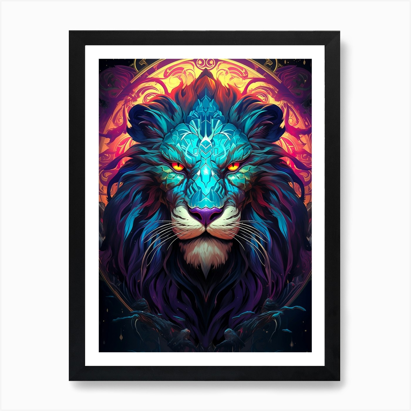 Lion King Blue Art Print Framed Wall Art Poster Canvas Print Picture