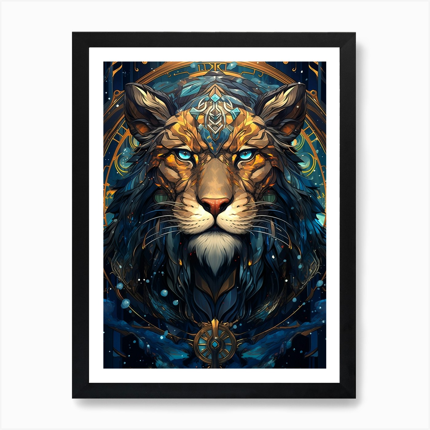 Lion Glass Art Print Framed Wall Art Poster Canvas Print Picture