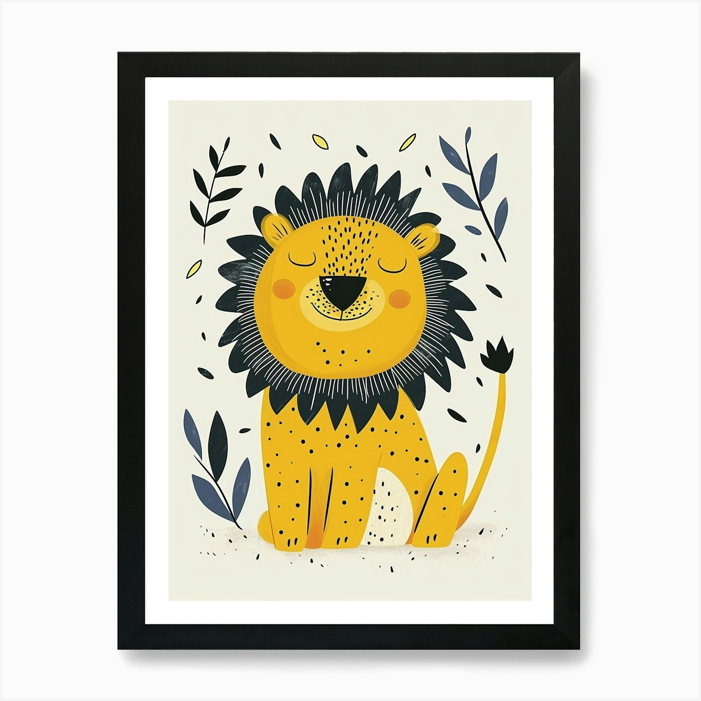 Yellow Lion 1 Art Print Framed Wall Art Poster Canvas Print Picture