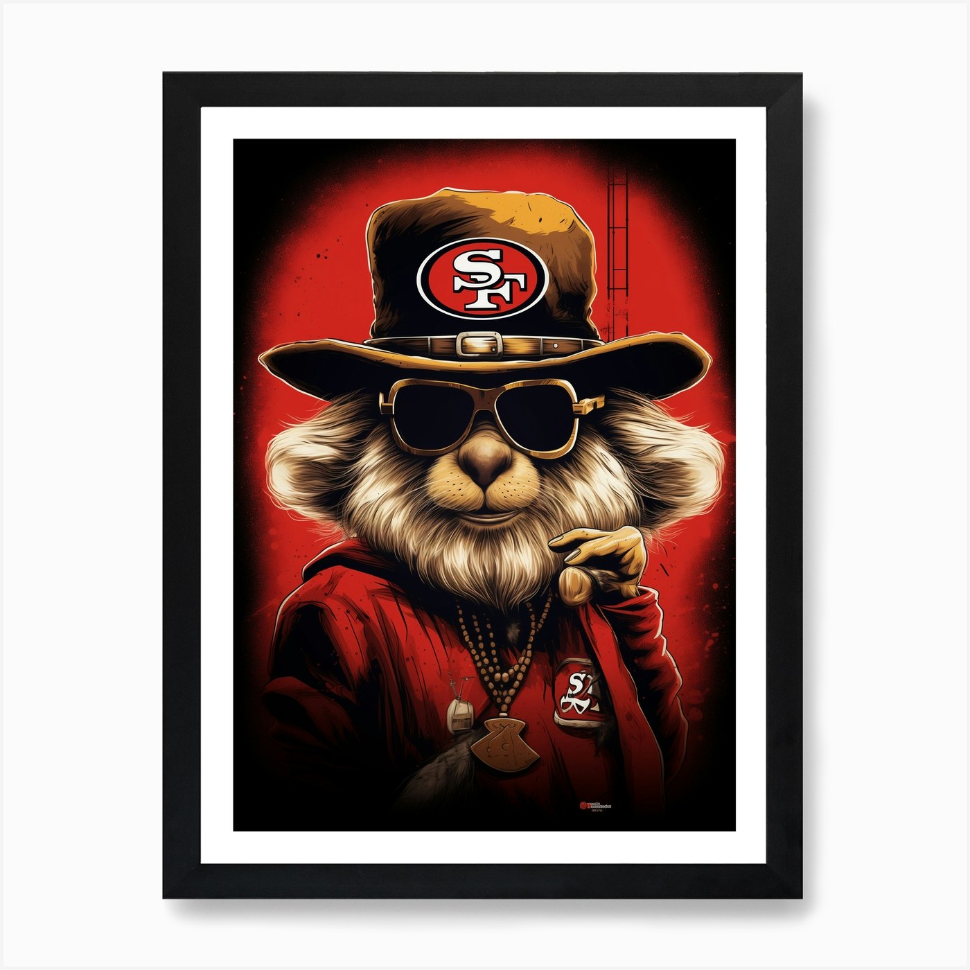 A San Francisco 49ers Lion Art Prin Framed Wall Art Poster Canvas Print Picture