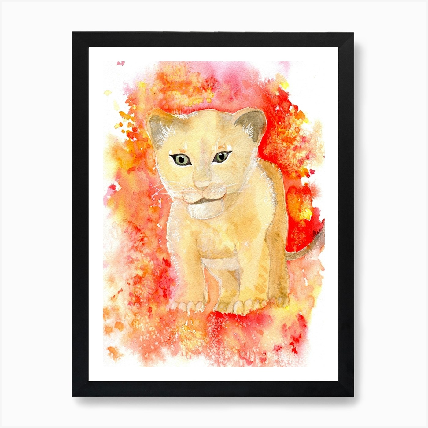Lion Cub Splash Art Print Framed Wall Art Poster Canvas Print Picture