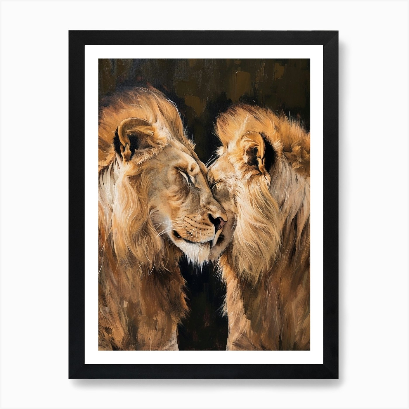Barbary Lion Rituals Acrylic Painti Framed Wall Art Poster Canvas Print Picture