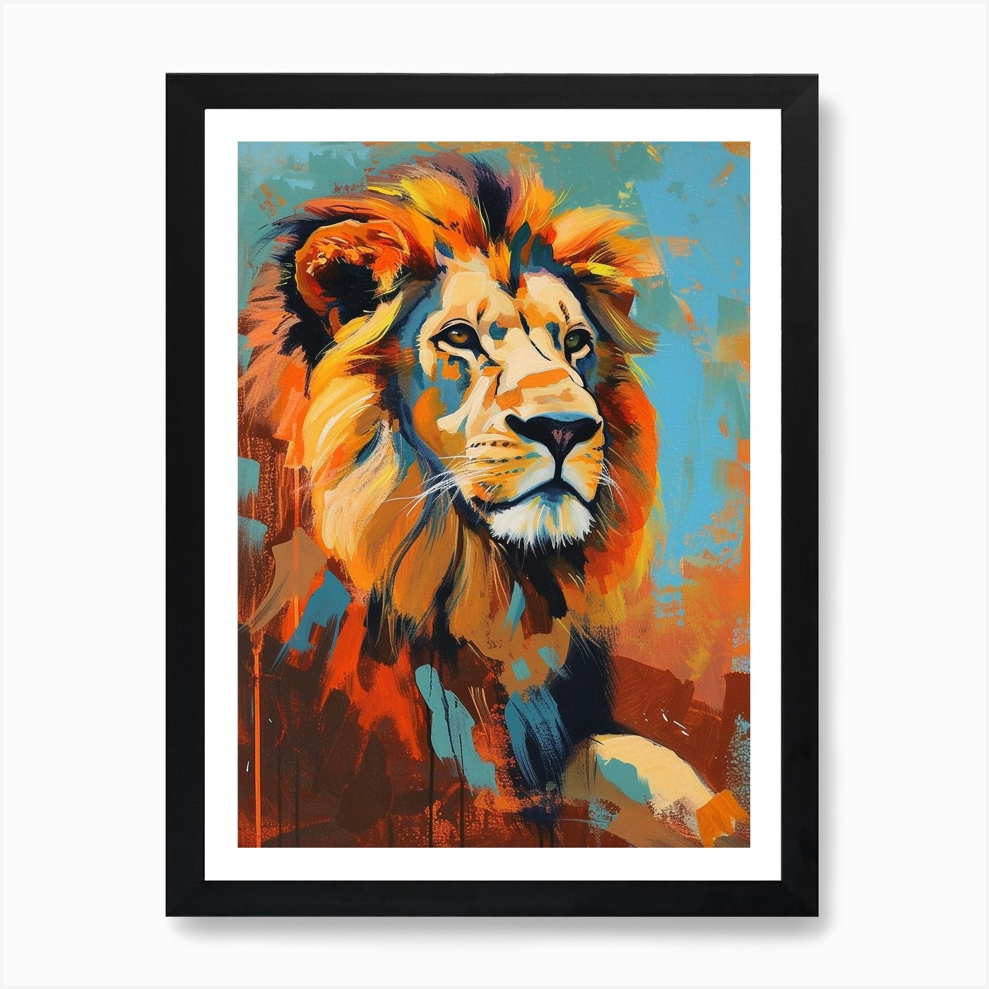 Southwest African Lion Symbolic Ima Framed Wall Art Poster Canvas Print Picture
