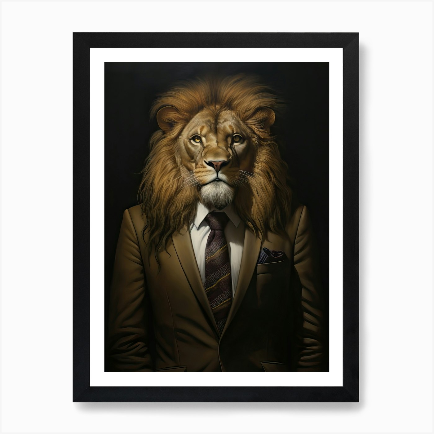 Lion Art Painting Contemporary Styl Framed Wall Art Poster Canvas Print Picture