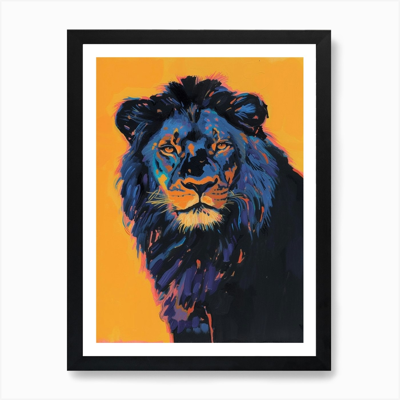 Black Lion Lion In Different Season Framed Wall Art Poster Canvas Print Picture