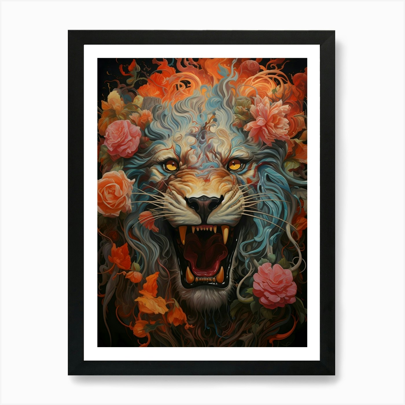 Lion Of The Forest Art Print Framed Wall Art Poster Canvas Print Picture
