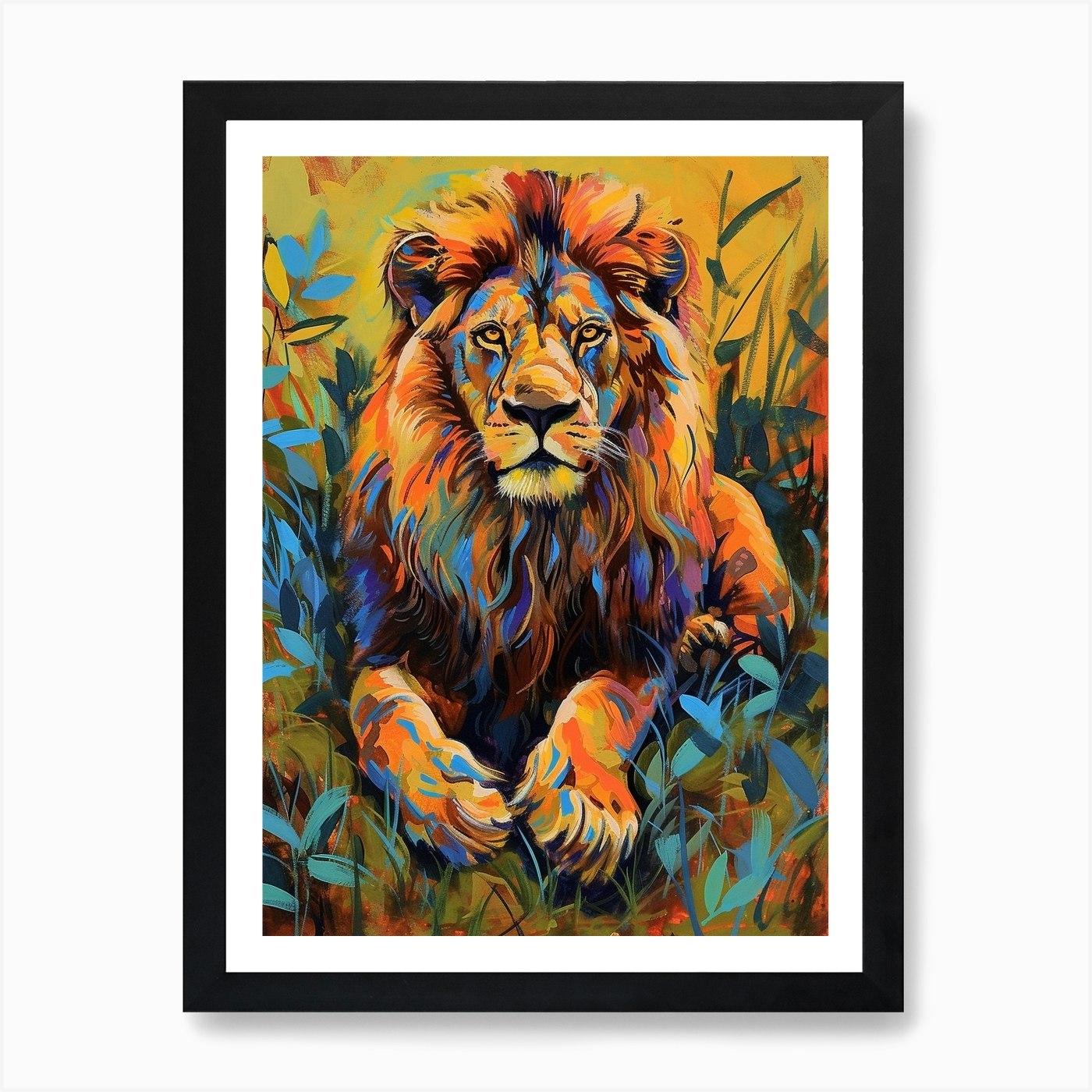 Southwest African Lion Symbolic Ima Framed Wall Art Poster Canvas Print Picture