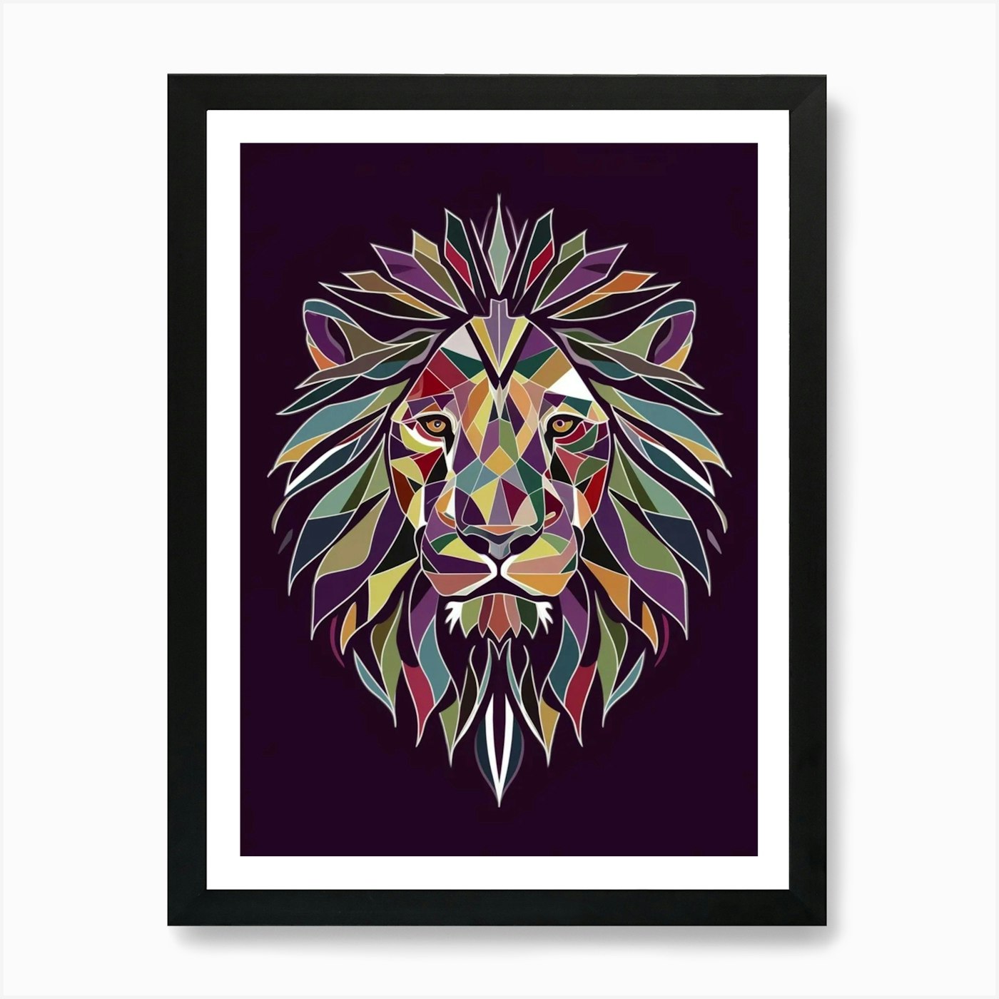 Geometric Lion 1 Art Print Framed Wall Art Poster Canvas Print Picture
