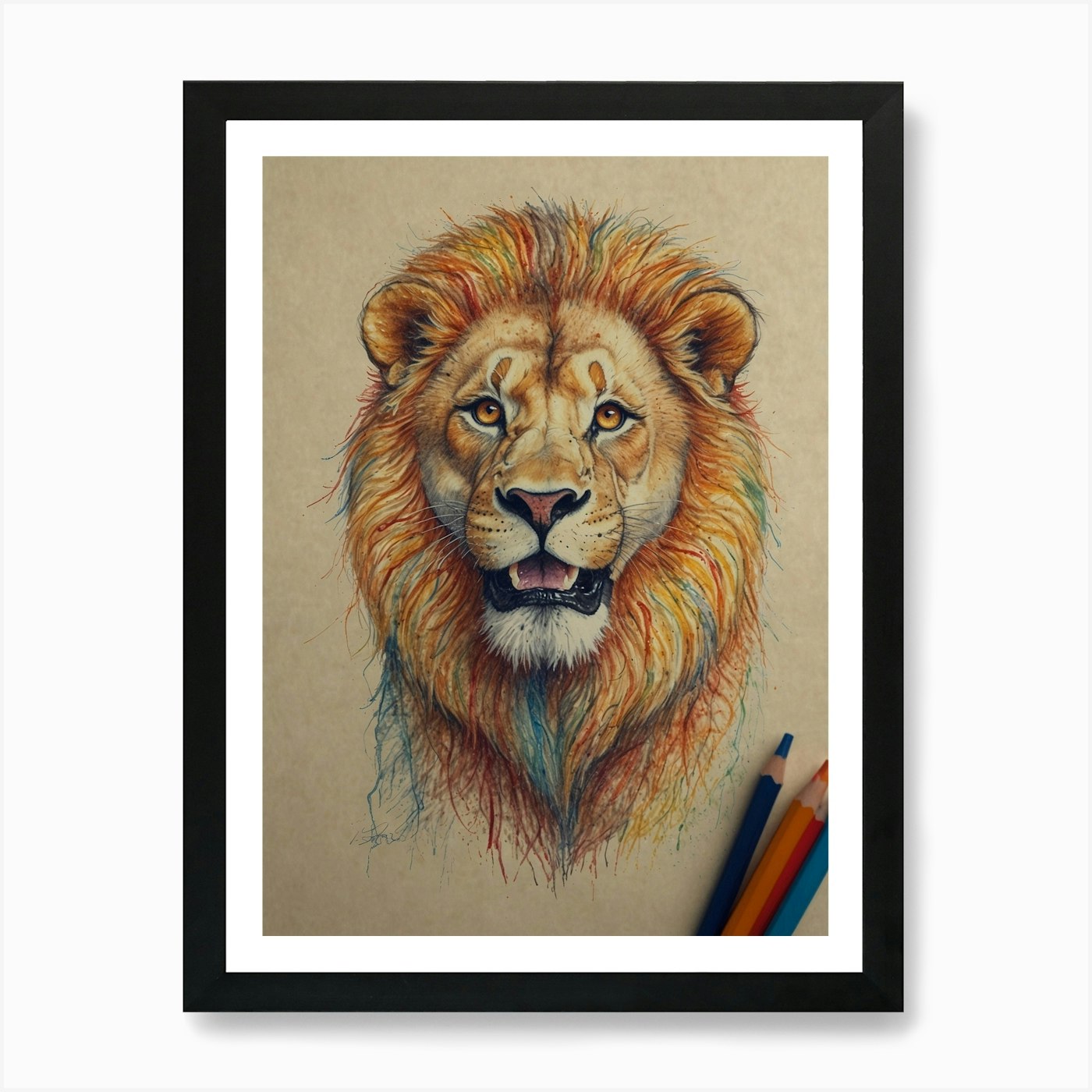 Lion Drawing 5 Art Print Framed Wall Art Poster Canvas Print Picture