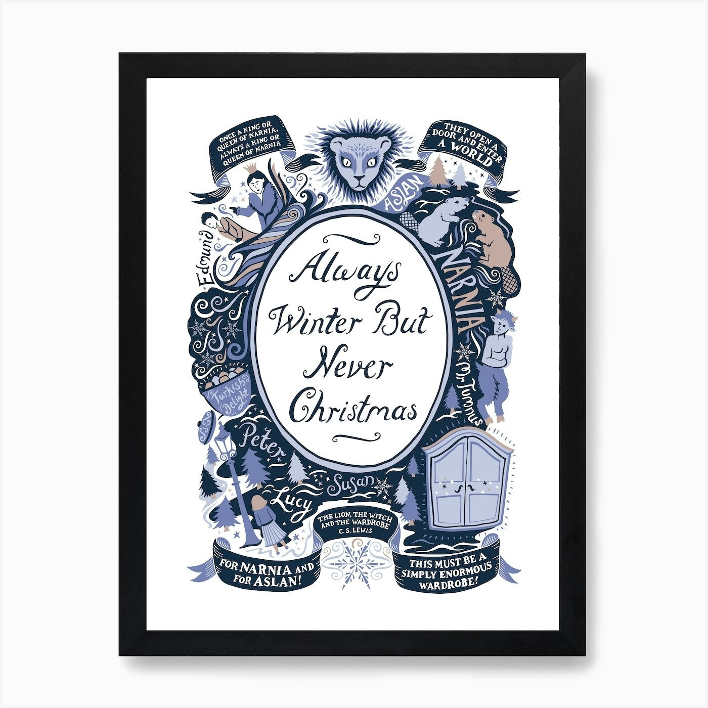Lion Witch Wardrobe Art Print Framed Wall Art Poster Canvas Print Picture