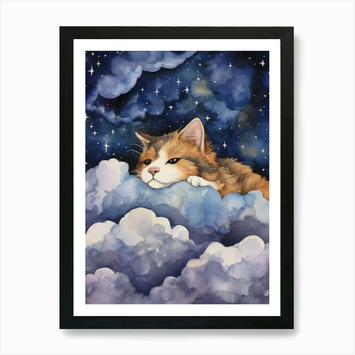Baby Mountain Lion Sleeping In The Framed Wall Art Poster Canvas Print Picture