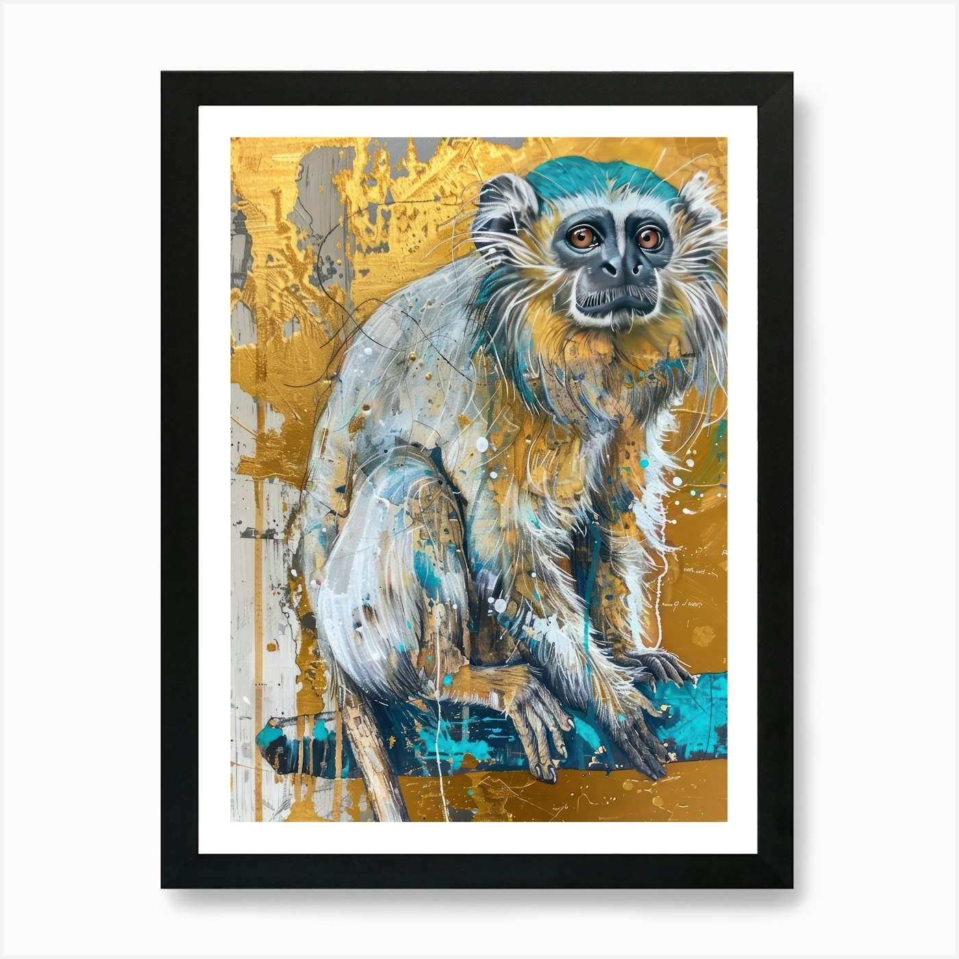 Golden Lion Gold Effect Collage 1 A Framed Wall Art Poster Canvas Print Picture